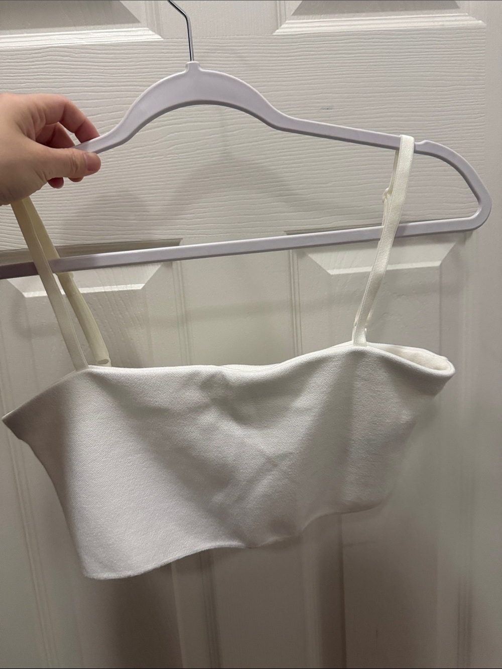 Zara White Strapless Bandeau Crop Top
